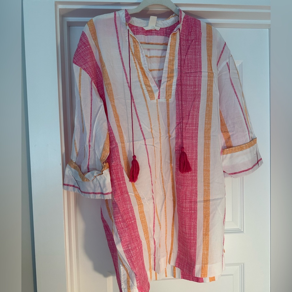 Striped Pink and Orange Swim Coverup